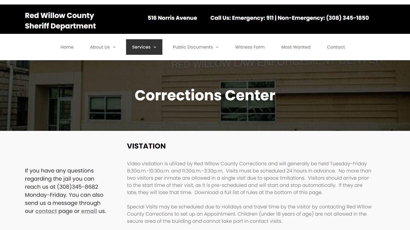 Corrections Center | Red Willow County Sheriff