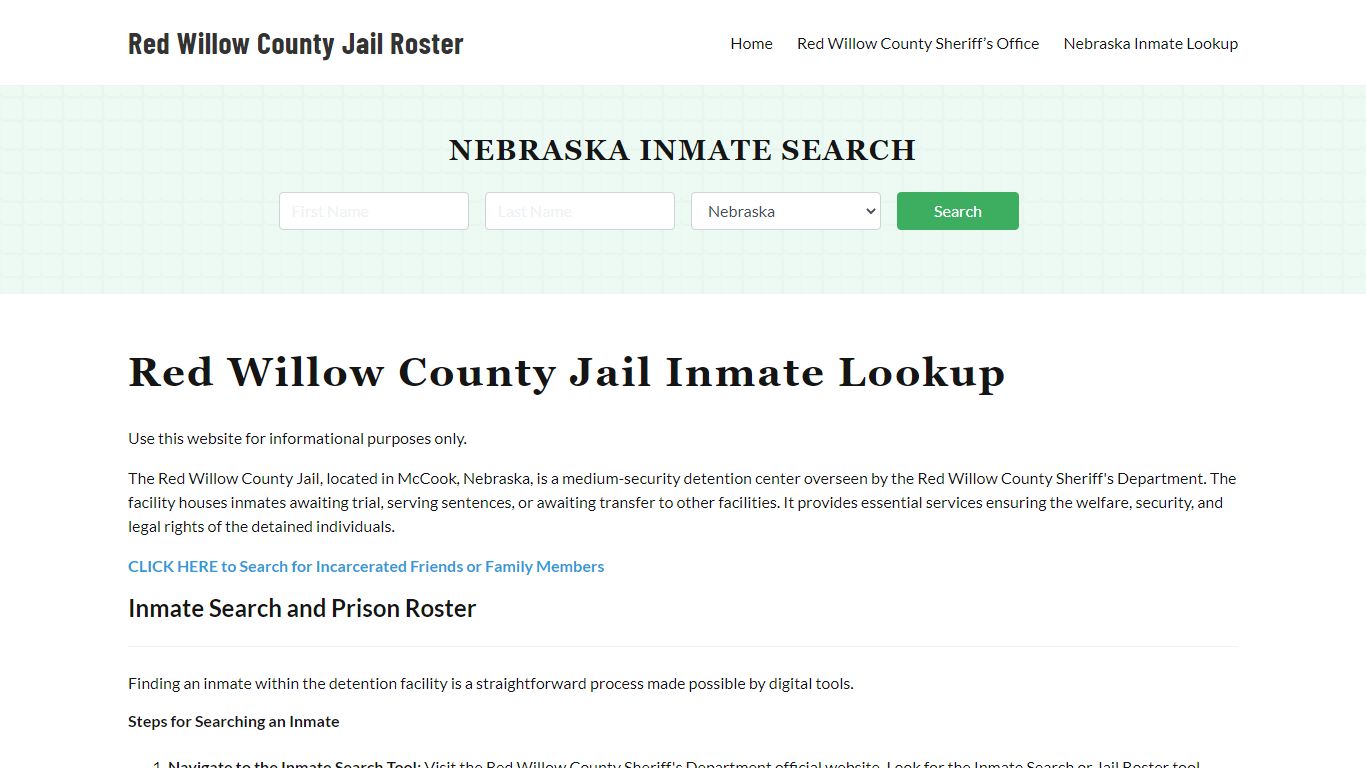 Red Willow County Jail Roster Lookup, NE, Inmate Search